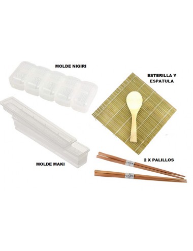 HI NINGER Kit completo de fabricación de sushi para principiantes con  cuchillo de chef, tapete de balanceo de sushi de bambú,  triángulo/donuts/molde